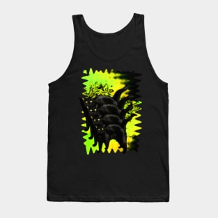 Psychedelic Black Cat Funny Spooky Acid Green Melty colorful background surreal collage Tank Top